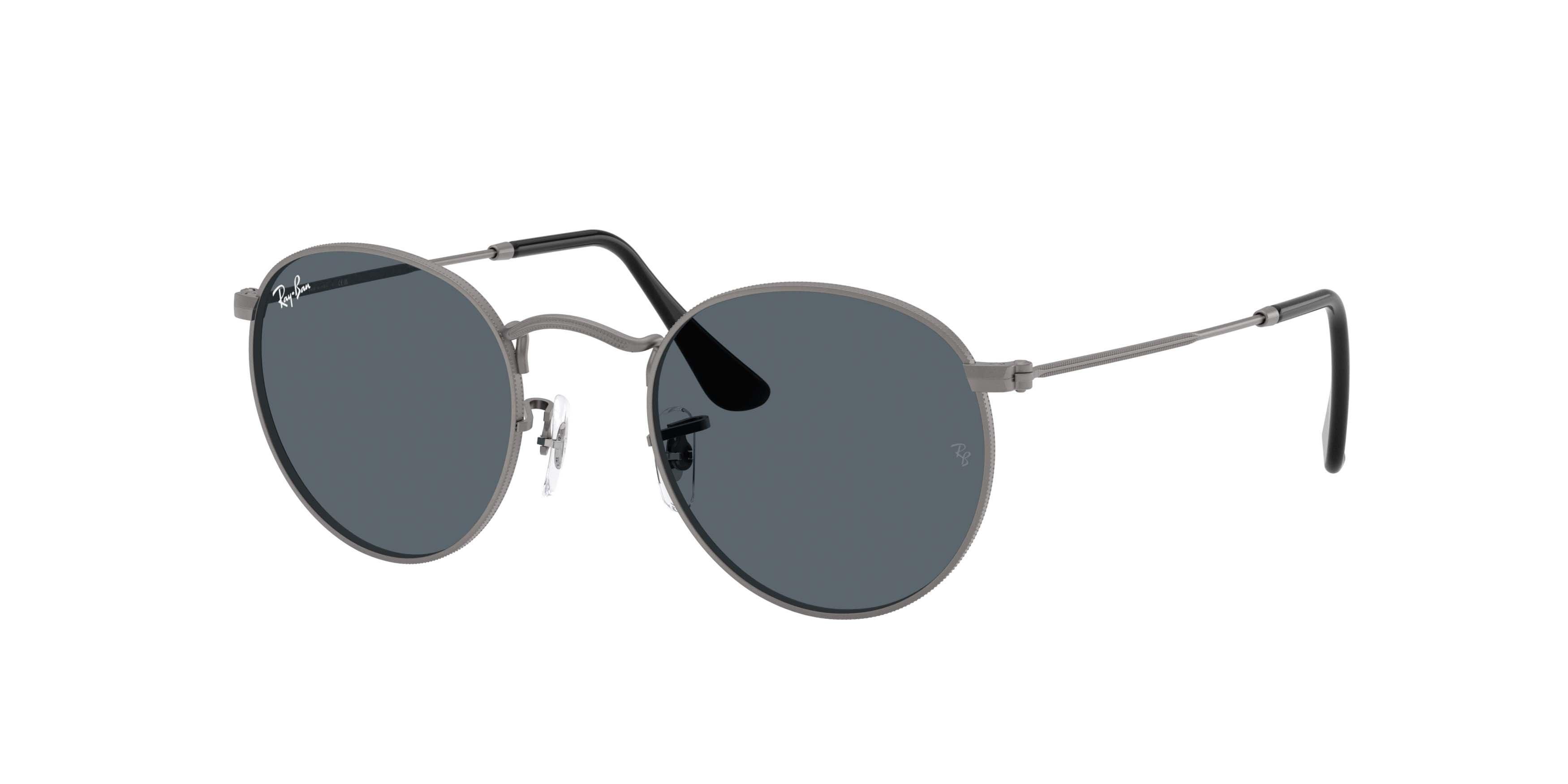 Ray-Ban Round Metal Blue Sunglasses - Gunmetal - GREY/BLUE
